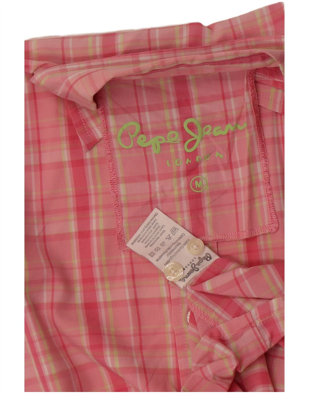 PEPE Jeans Camicia a maniche corte da uomo in cotone a quadri rosa medio