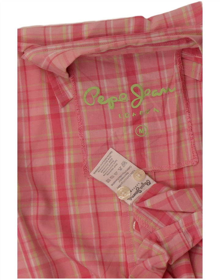 PEPE Jeans Camicia a maniche corte da uomo in cotone a quadri rosa medio