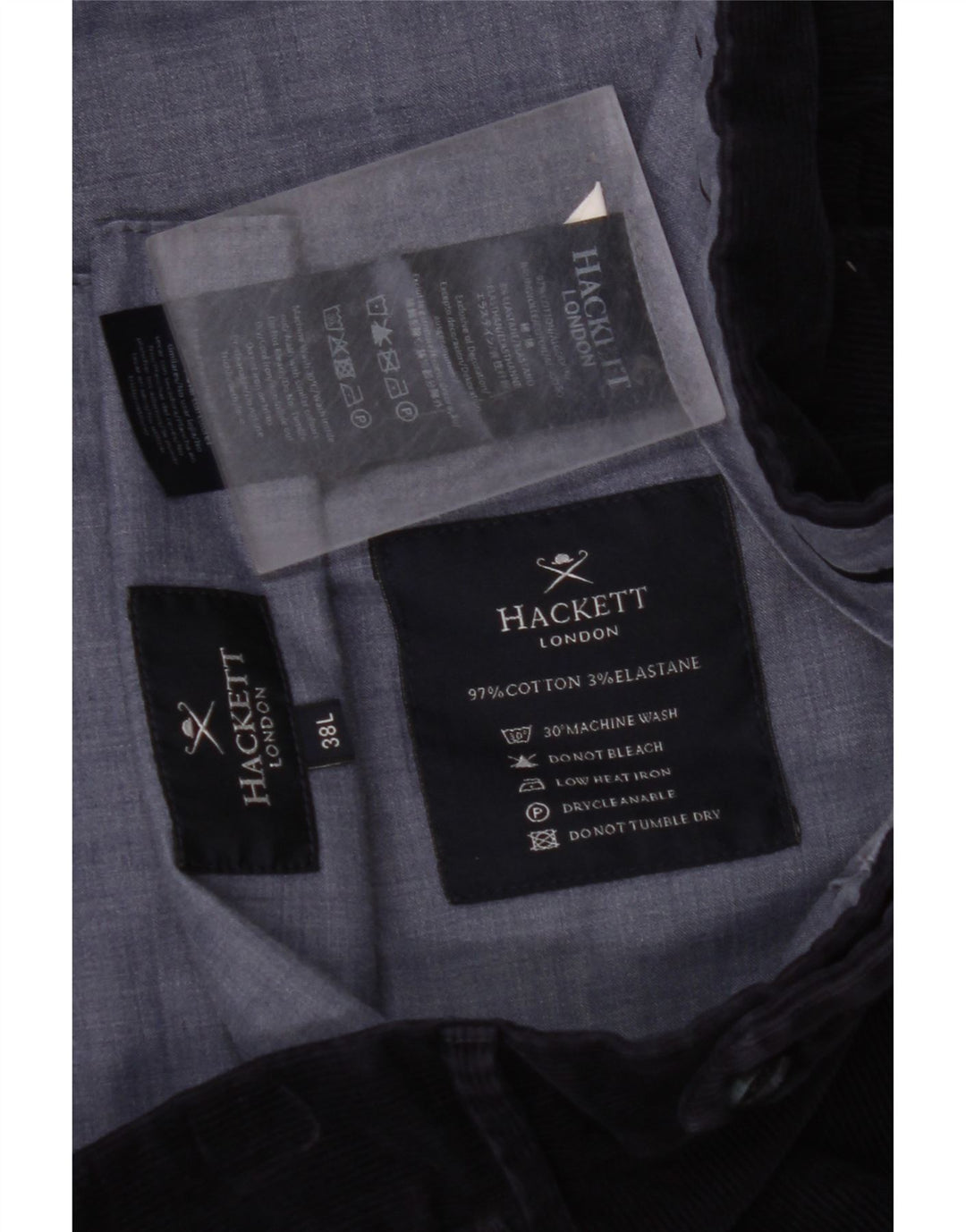 Pantaloni dritti da uomo in velluto a coste HACKETT W38 L30 in cotone blu navy