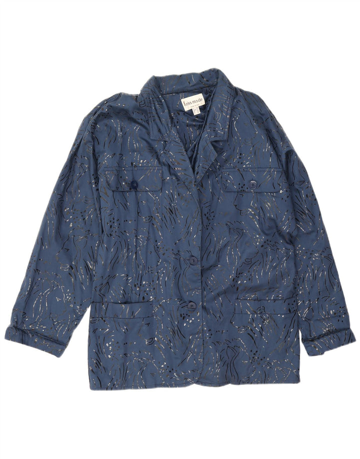 Giacca multiuso oversize da donna vintage EU 40 blu medio con stampa animalier