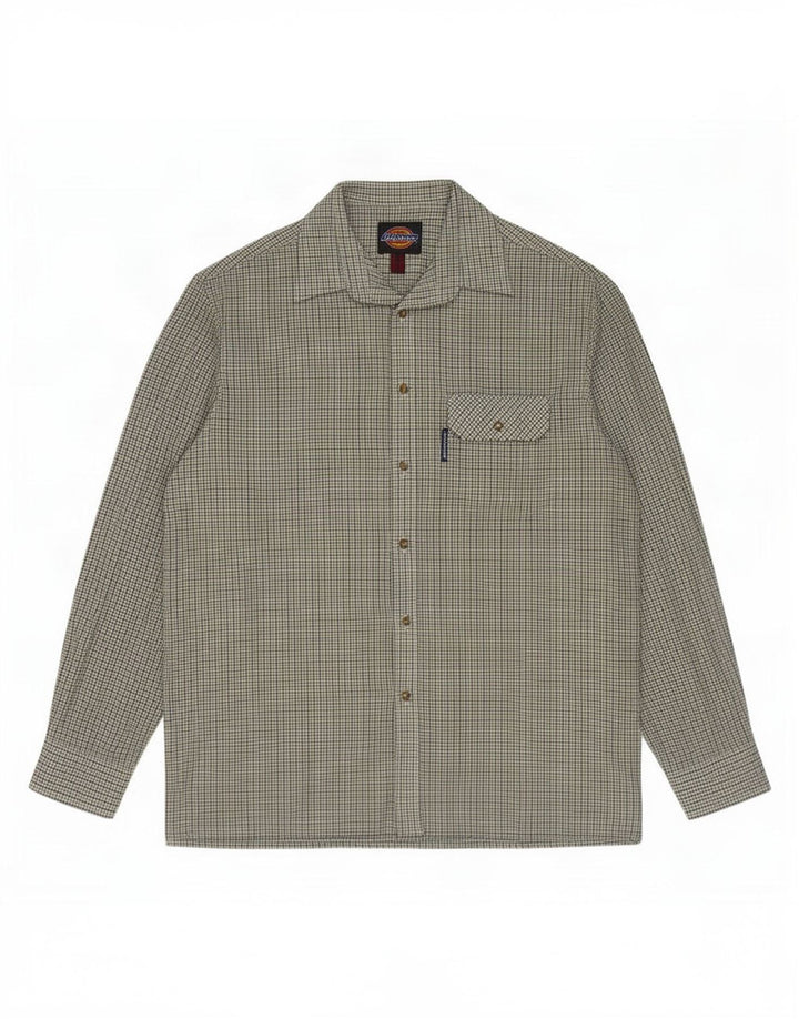 Camicia da uomo Dickies in poliestere pied de poule verde medio