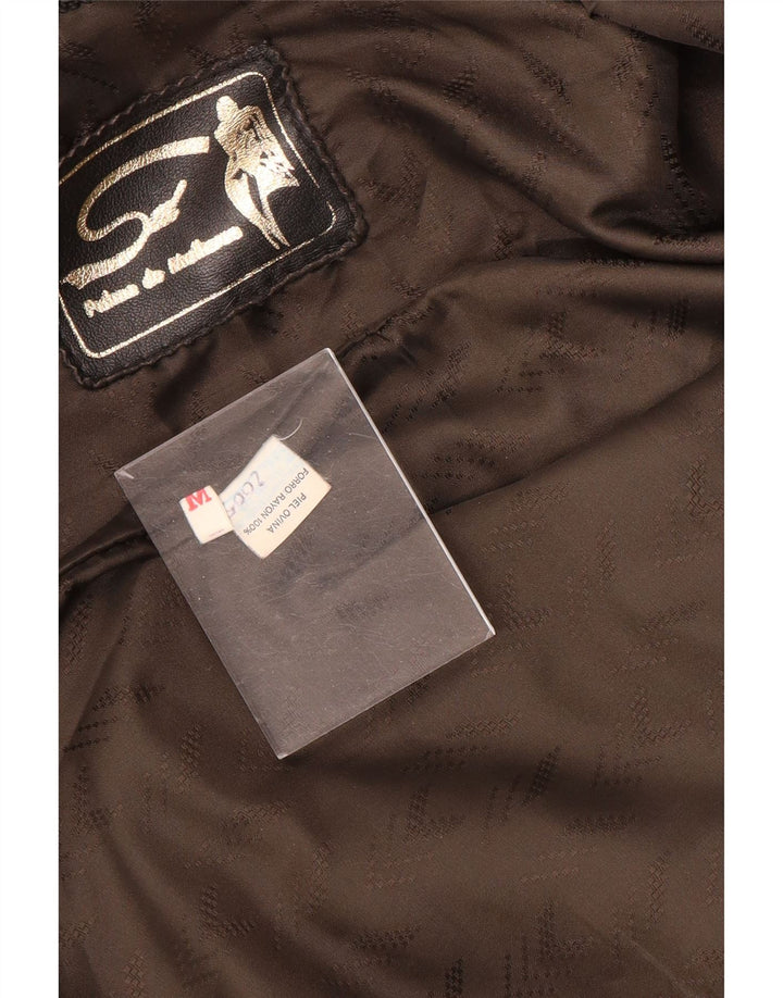 Cappotto in pelle oversize da donna vintage UK 14 Pelle nera media