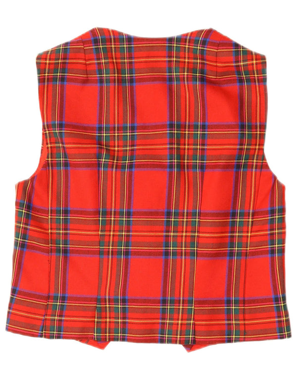 Gilet da donna VINTAGE UK 14 medio rosso a quadri