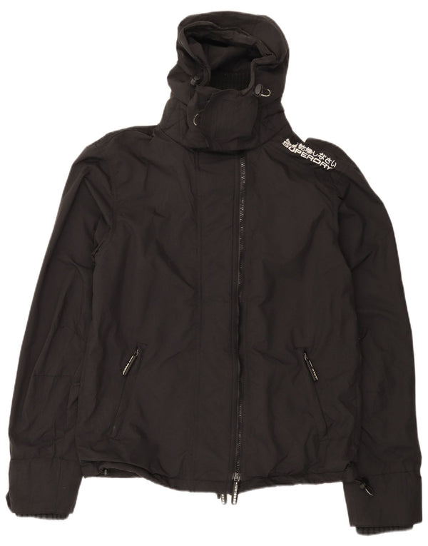 Giacca antipioggia da uomo con cappuccio Superdry UK 40 Large in nylon nero
