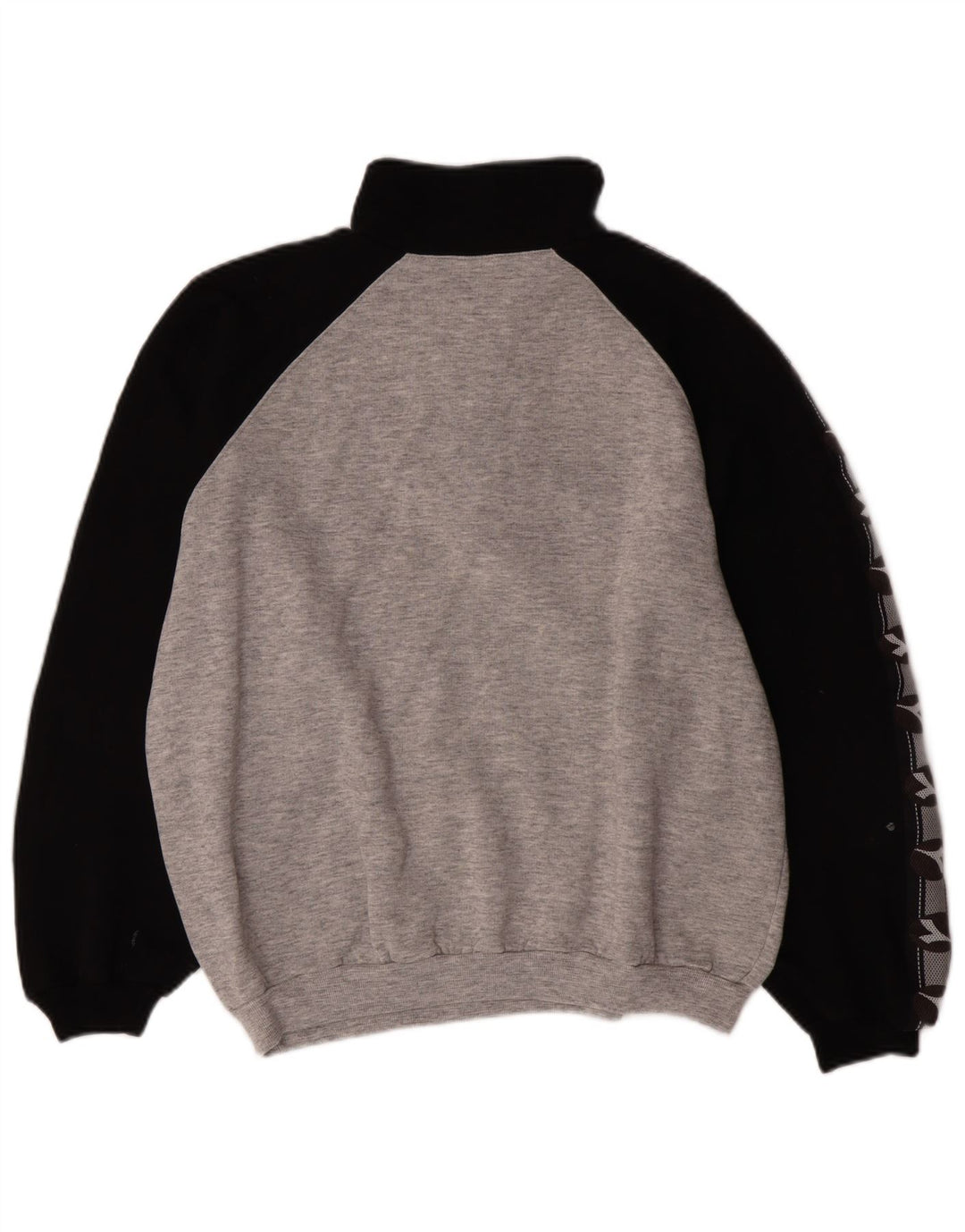 Felpa Diadora da uomo con zip e collo, grande, in cotone color block grigio