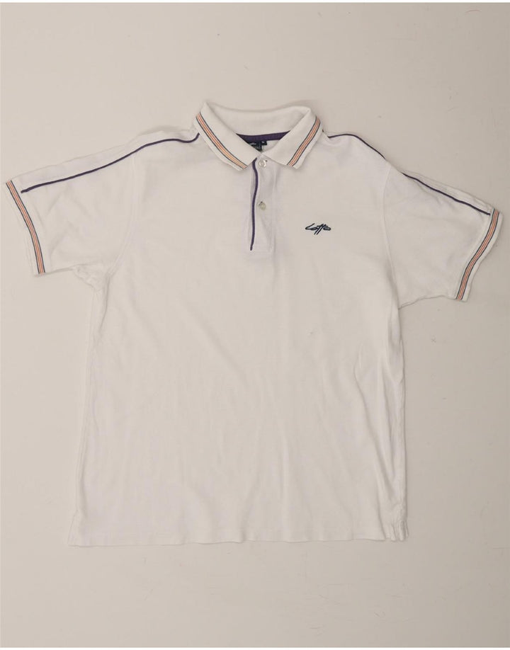 LOTTO Mens Polo Shirt Medium White Vintage Lotto and Second-Hand Lotto from Messina Hembry 