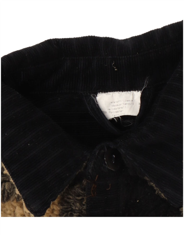 Giacca in pile vintage da uomo UK 42 XL Poliestere a quadretti nero