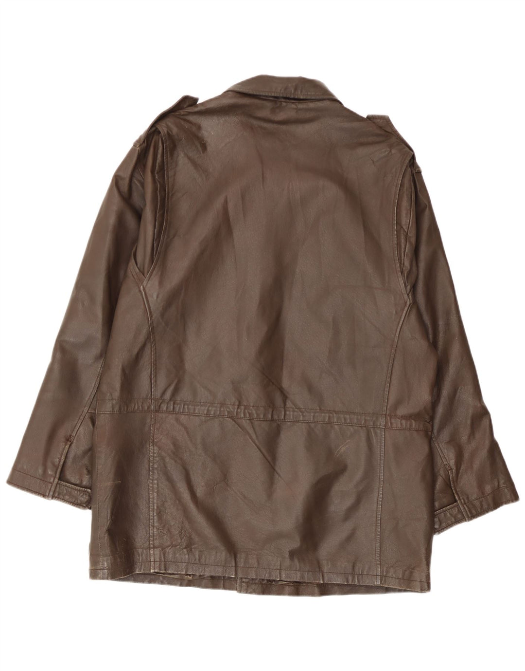 Cappotto in Pelle Militare Uomo L.Lambertazzi IT 48 Pelle Marrone Medio
