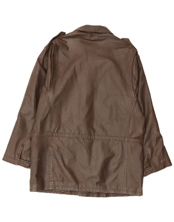 Cappotto in Pelle Militare Uomo L.Lambertazzi IT 48 Pelle Marrone Medio