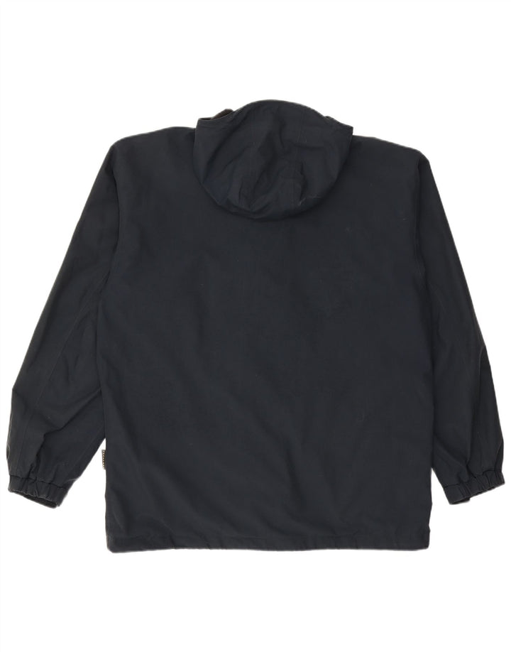 JACK WOLFSKIN Giacca antipioggia da uomo con cappuccio UK 40/42 Large Blu Navy Poliammide