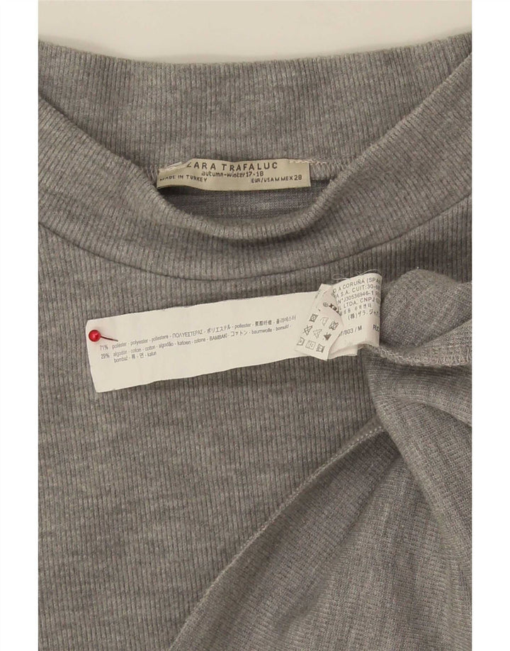 T-shirt corta da donna Zara UK 12 Poliestere grigio medio