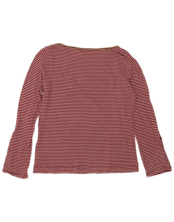 Top da donna Ralph Lauren a maniche lunghe UK 14 grande cotone a righe rosse