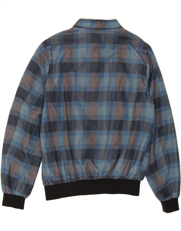 JACK & JONES Mens Bomber Jacket UK 38 Medium Blue Check Polyester Vintage Jack & Jones and Second-Hand Jack & Jones from Messina Hembry 