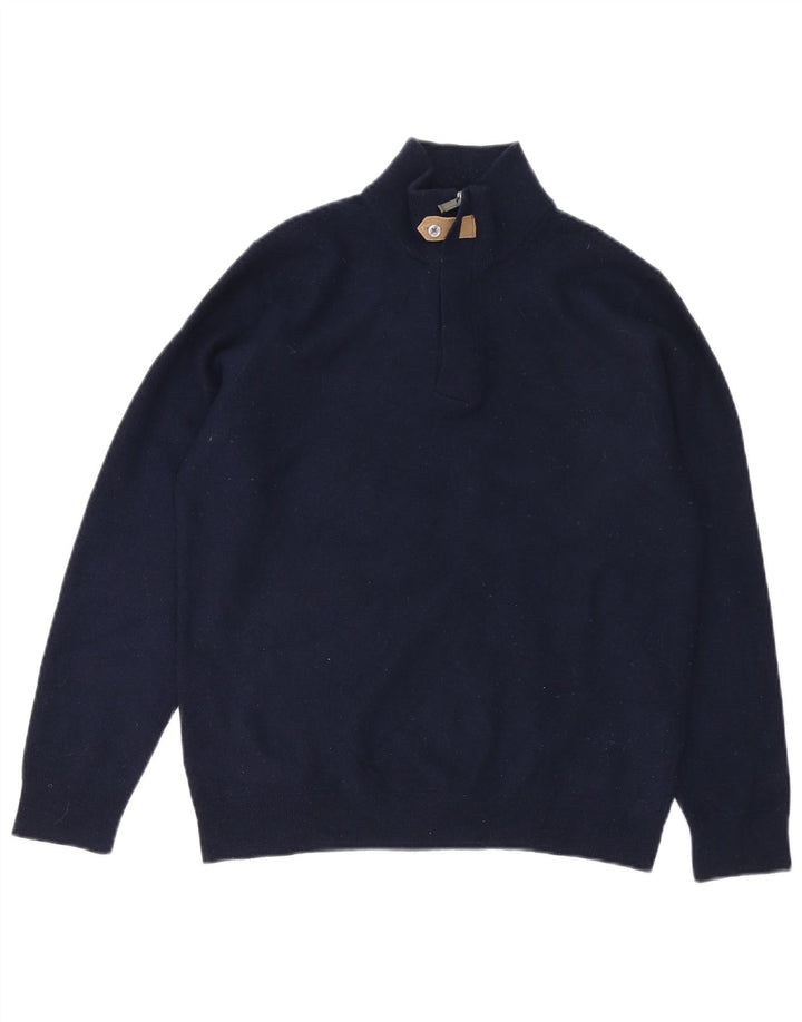Massimo Dutti Maglione da uomo con zip e collo in lana media blu navy