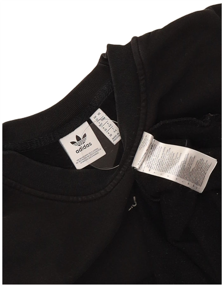 Felpa grafica Adidas da donna con linea lunga, maglione UK 12, cotone nero medio
