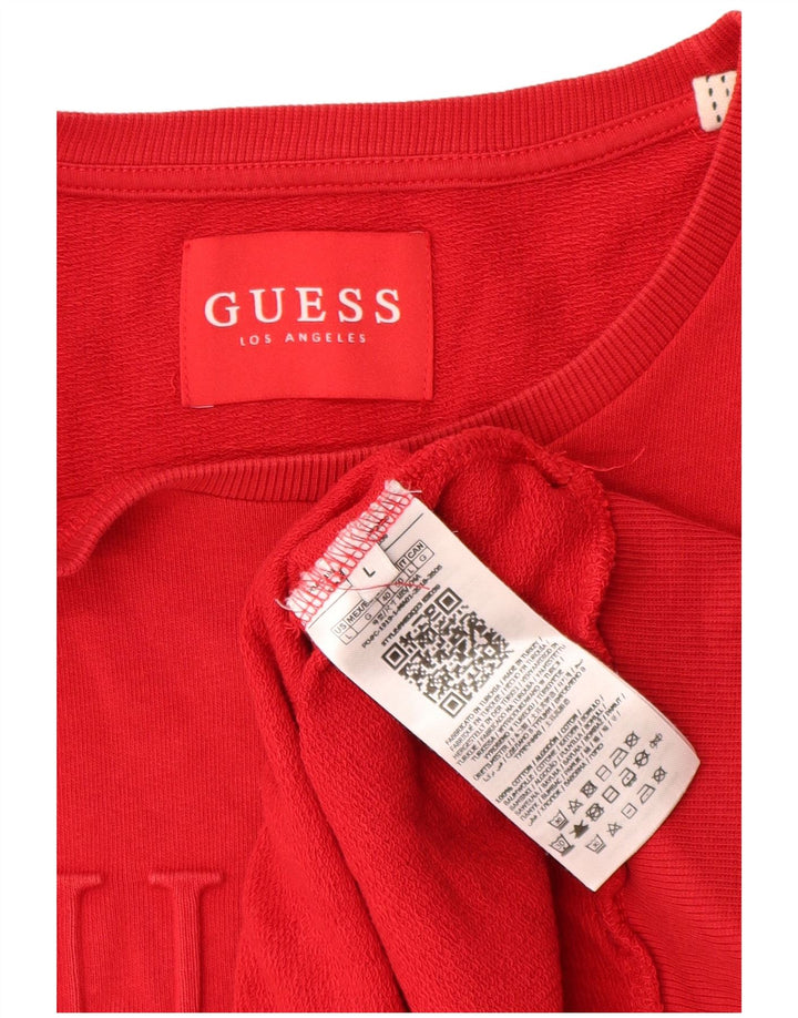 Guess Felpa con grafica da uomo Maglione grande in cotone rosso