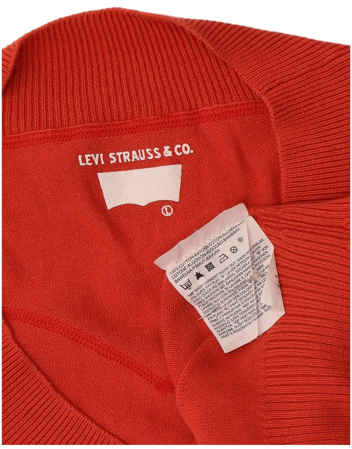 Maglione maglione con scollo a V da donna Levi's UK 16 grande cotone arancione