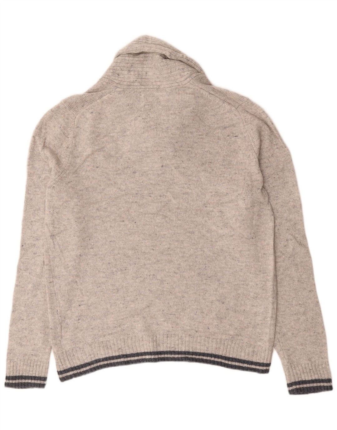 Maglione da uomo Marks & Spencer con collo a scialle, grande lana d'agnello screziata grigia