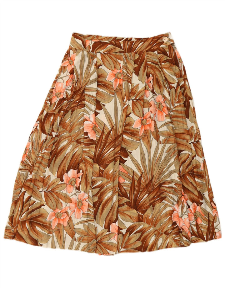 Gonna a trapezio da donna VINTAGE W26 piccolo floreale marrone