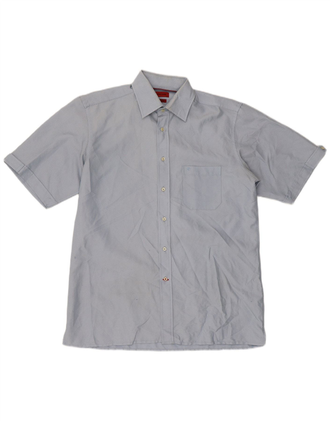 Camicia da uomo a maniche corte Regular Fit Pierre Cardin in cotone blu medio