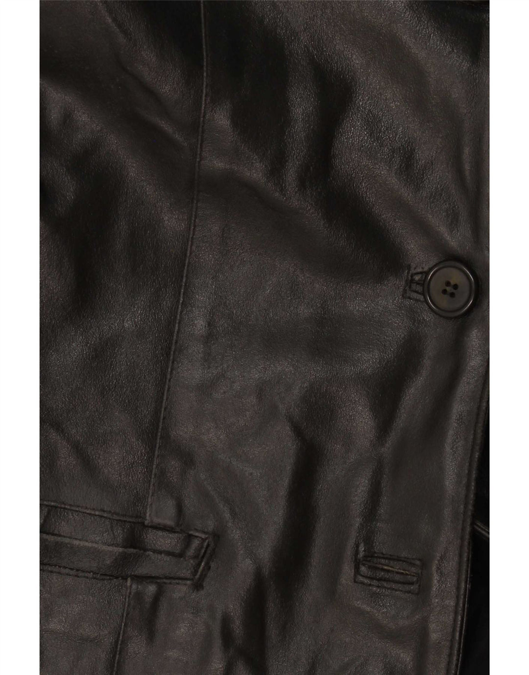 Giacca blazer vintage da donna in pelle a 3 bottoni UK 14 media nera