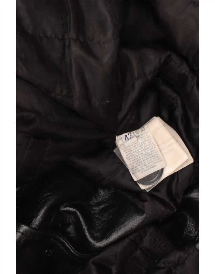 Cappotto in pelle vintage da donna IT 42 medio nero
