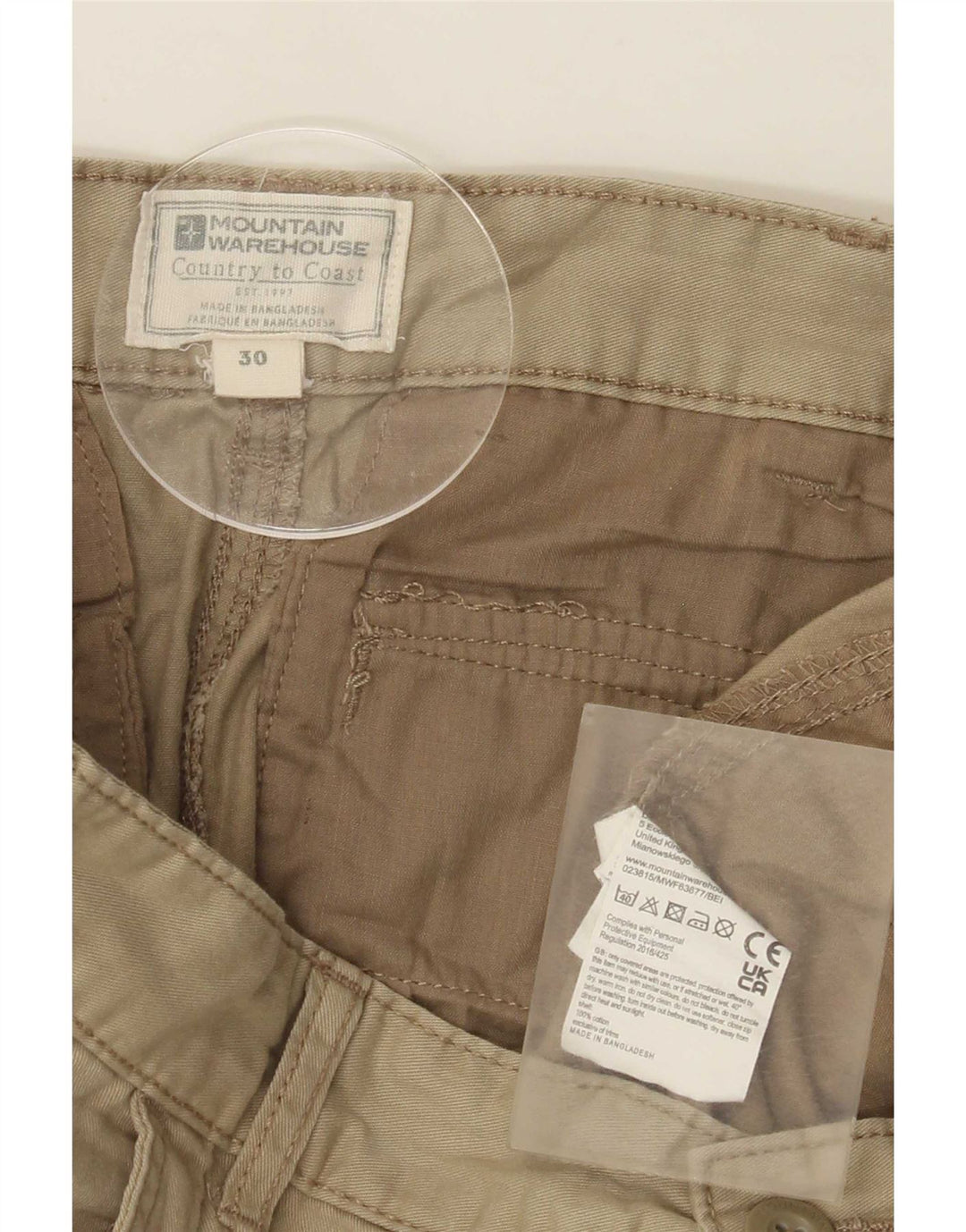 Pantaloncini cargo da uomo Mountain Warehouse medi W30 in cotone kaki