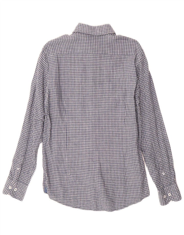 Camicia da uomo Massimo Dutti in lino a quadri piccoli blu