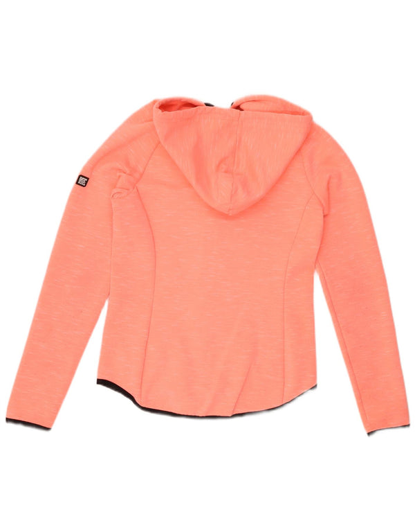 Felpa con cappuccio con zip grafica da donna SUPERDRY UK 8 piccola chiazzata arancione