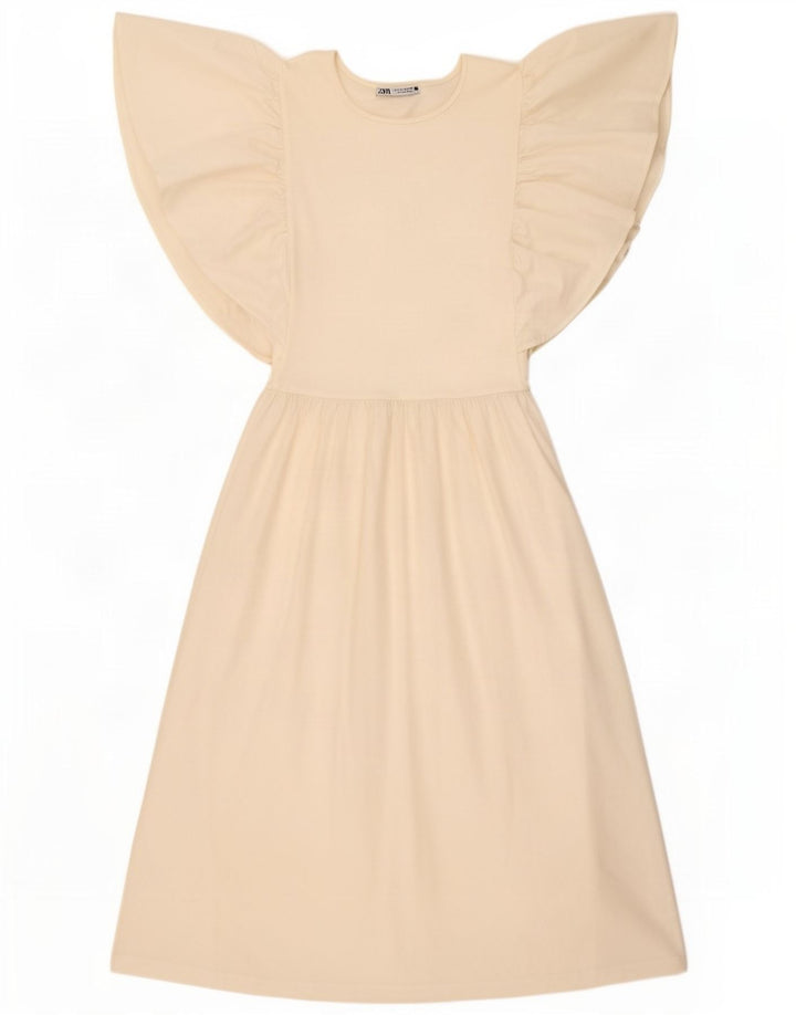 Abito T-shirt da donna Zara UK 12 Poliestere bianco medio