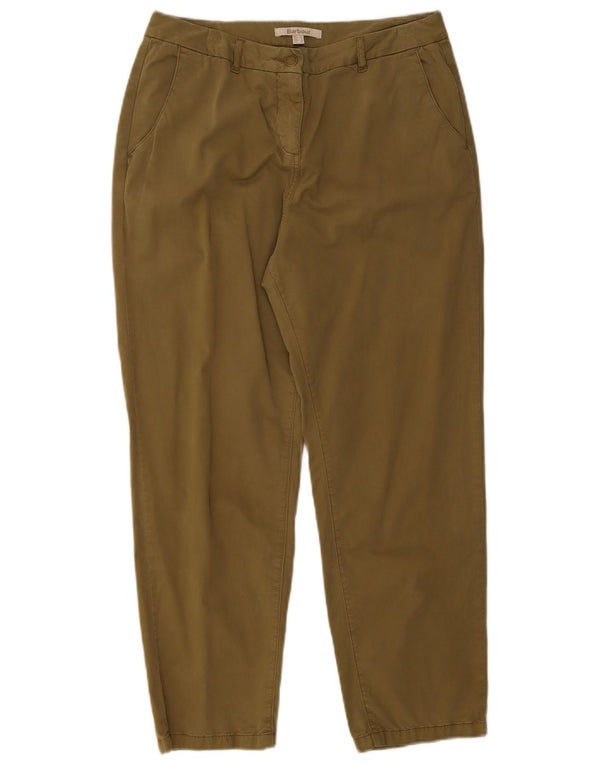Pantaloni chino affusolati da donna Barbour UK 12 medi W30 L26 cotone kaki