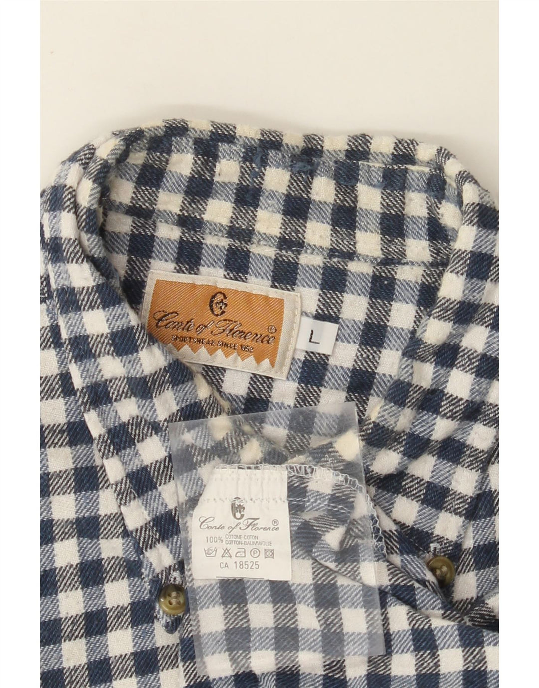 CONTE OF FLORENCE Camicia da uomo in flanella di cotone a quadretti blu navy grande