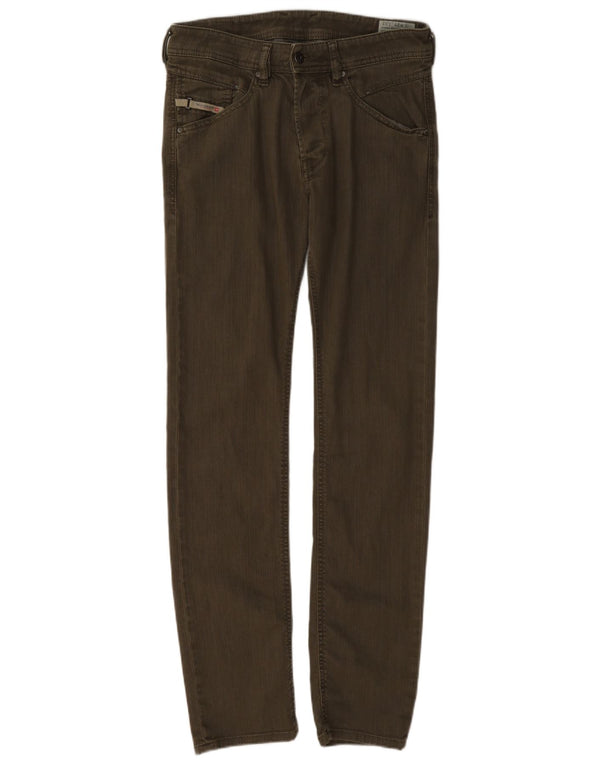 Diesel Pantaloni casual affusolati slim Belther da uomo W29 L32 in cotone kaki