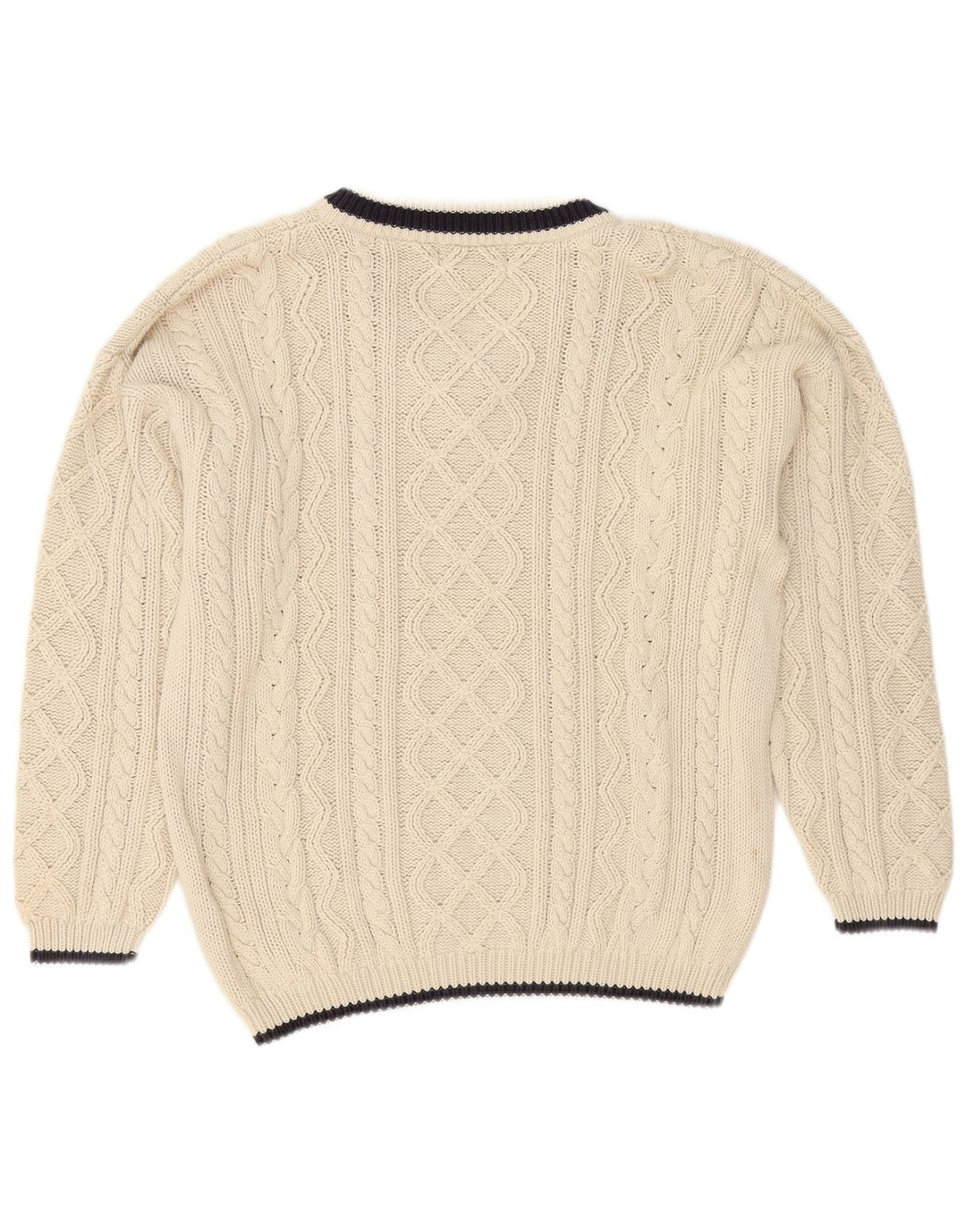 Maglione da uomo con scollo a V Cotton Republic, cotone bianco sporco medio