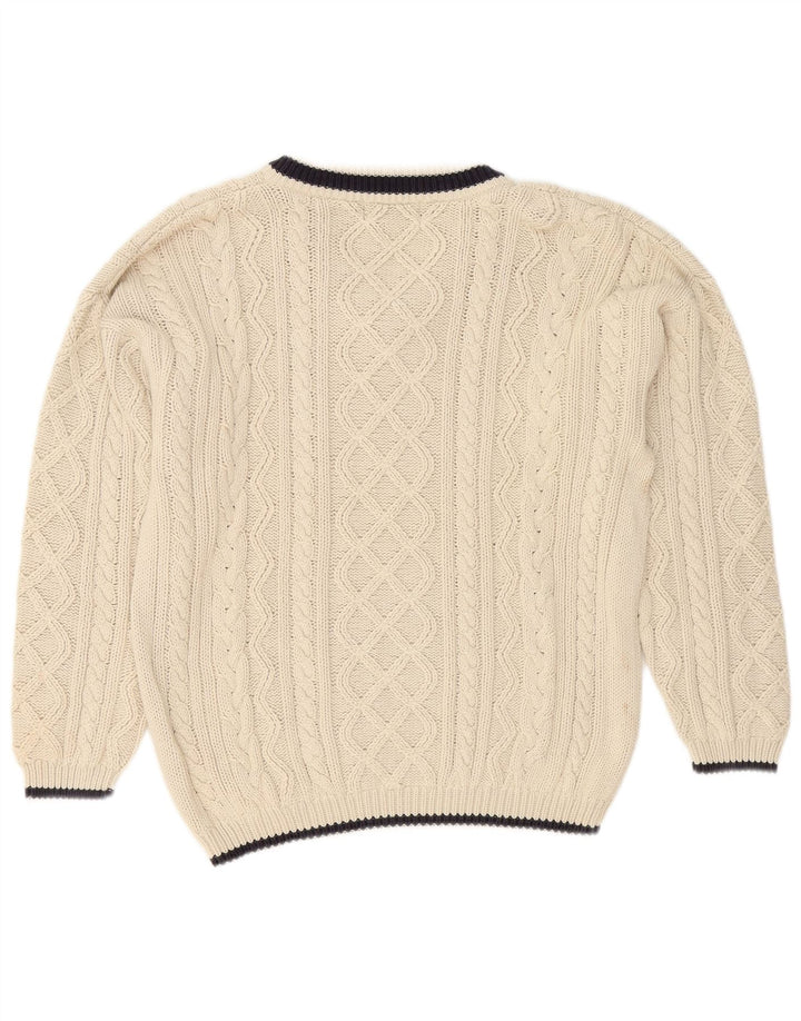 Maglione da uomo con scollo a V Cotton Republic, cotone bianco sporco medio