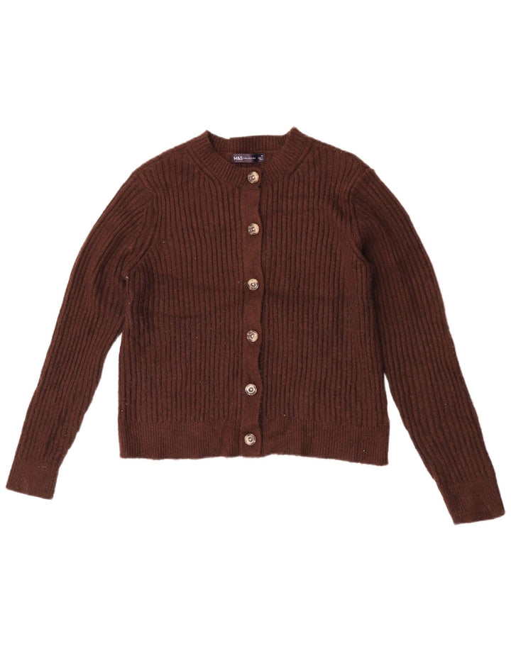 Maglione cardigan da donna Marks & Spencer UK 14 Poliestere marrone medio