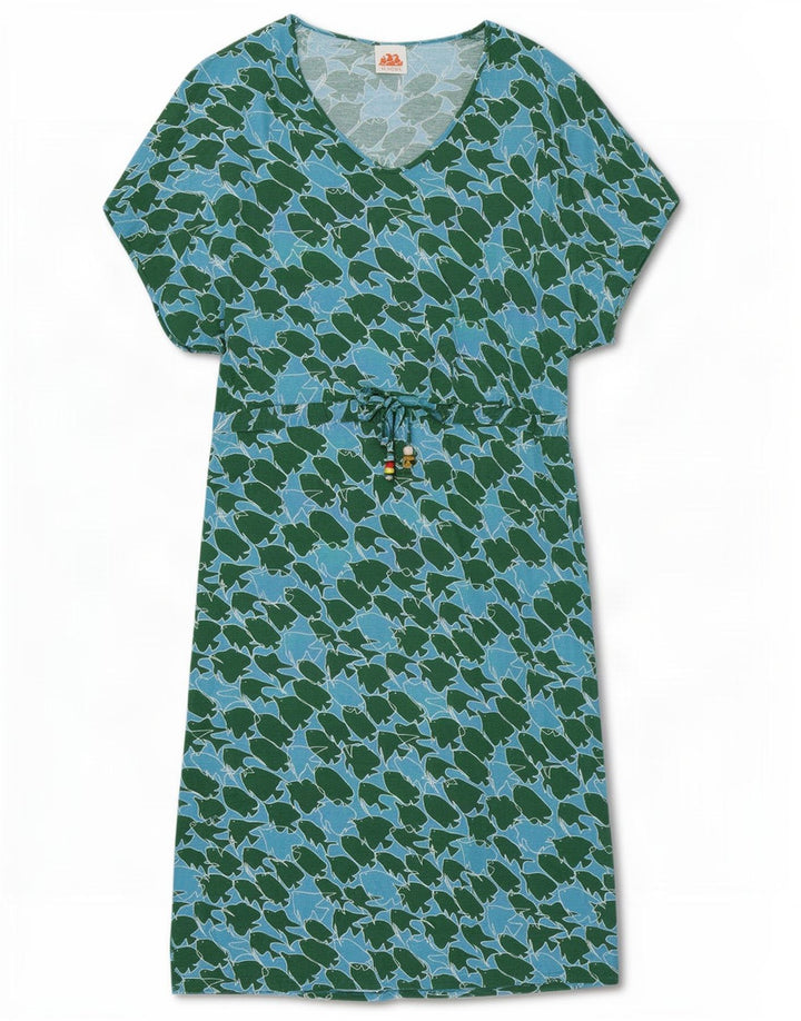 Abito a trapezio da donna Sundek con motivo astratto UK 10 piccolo in viscosa blu
