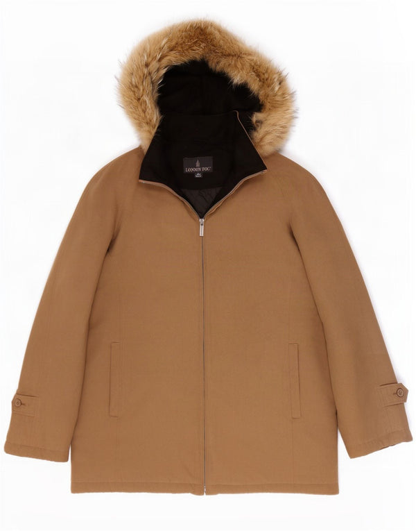 Parka oversize con cappuccio da donna London Fog UK 16 Large Beige Poliestere