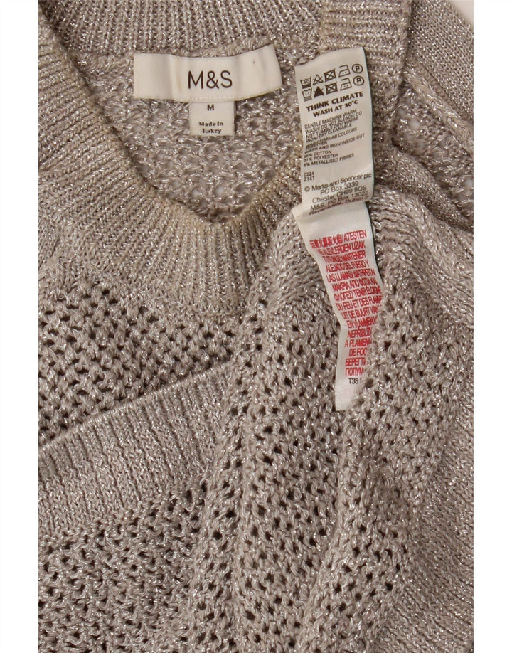 Top corto all'uncinetto da donna Marks & Spencer UK 12 Cotone screziato grigio medio