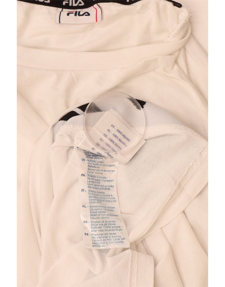 FILA Top grafico da uomo a maniche lunghe in cotone color block bianco grande