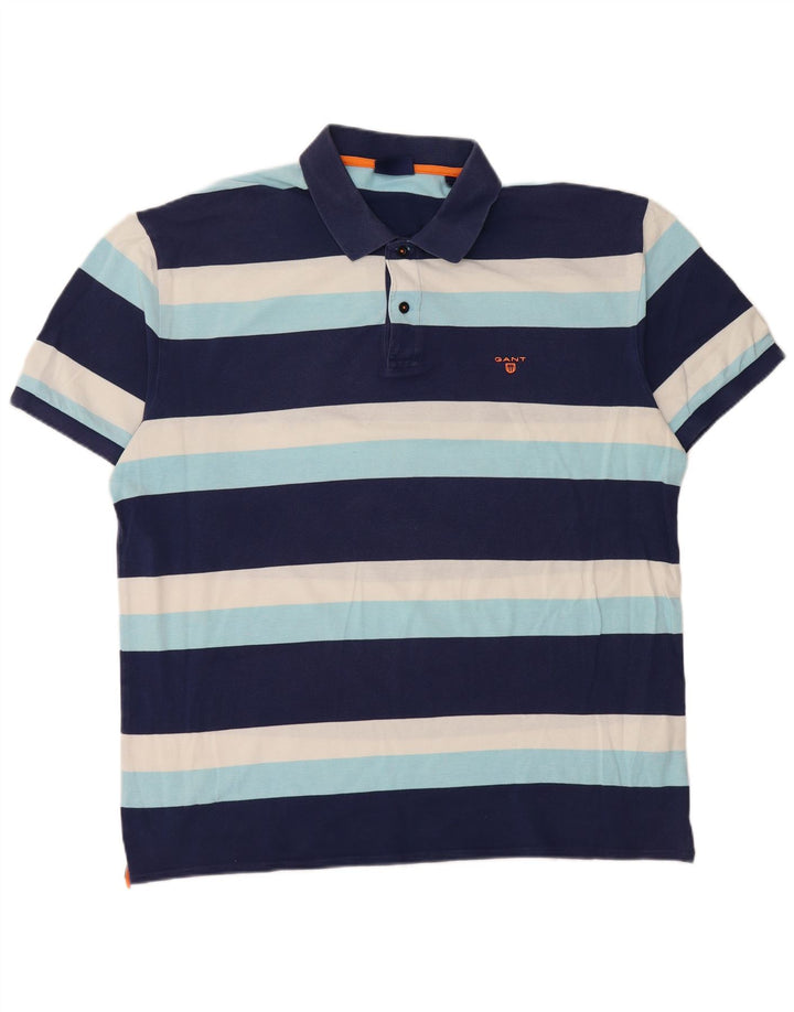Polo da uomo Gant 2XL in cotone a righe blu navy