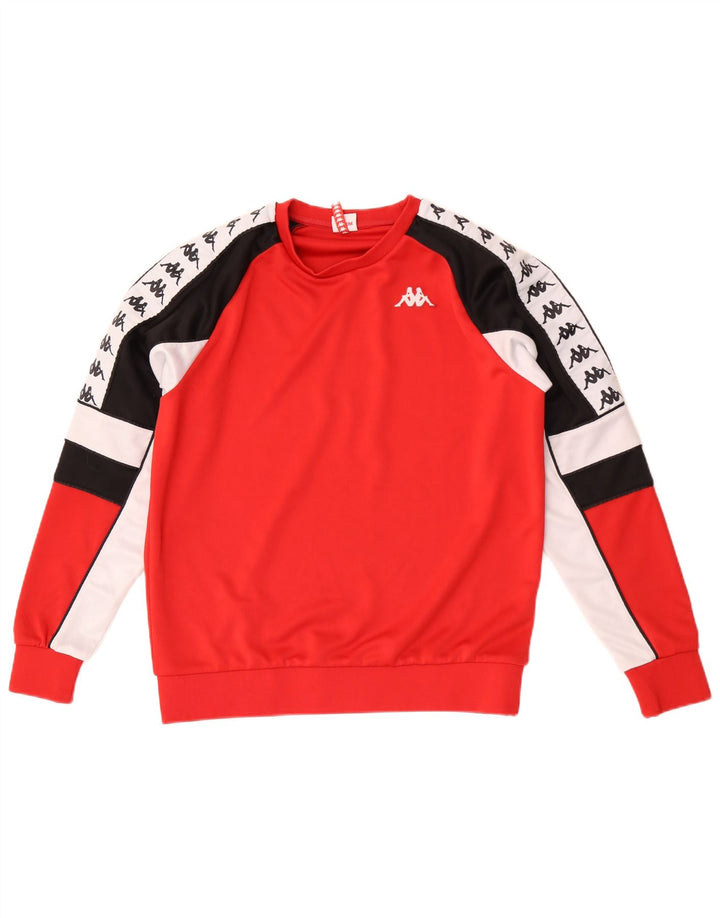 Felpa grafica da uomo Kappa, maglione, colore rosso medio, in poliestere color block