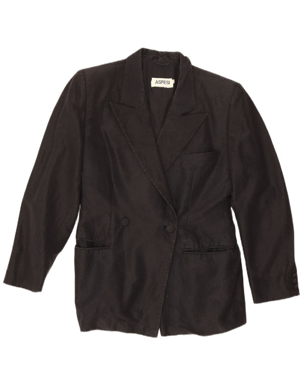 Aspesi Womens Double Breasted Blazer Jacket IT 42 Medium Black Wool