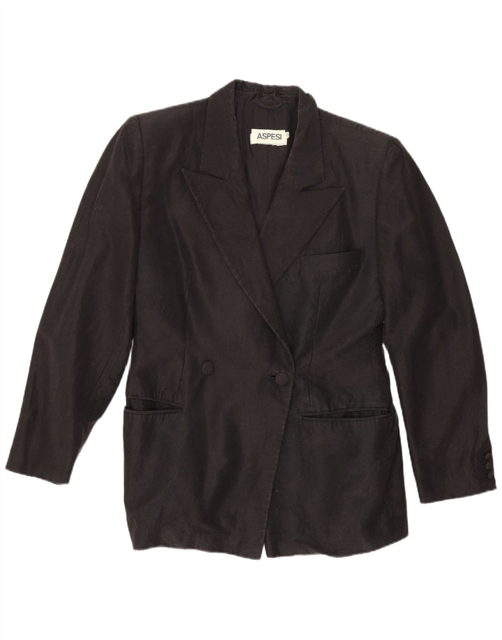 Aspesi Giacca blazer doppiopetto da donna IT 42 Medium Black Wool