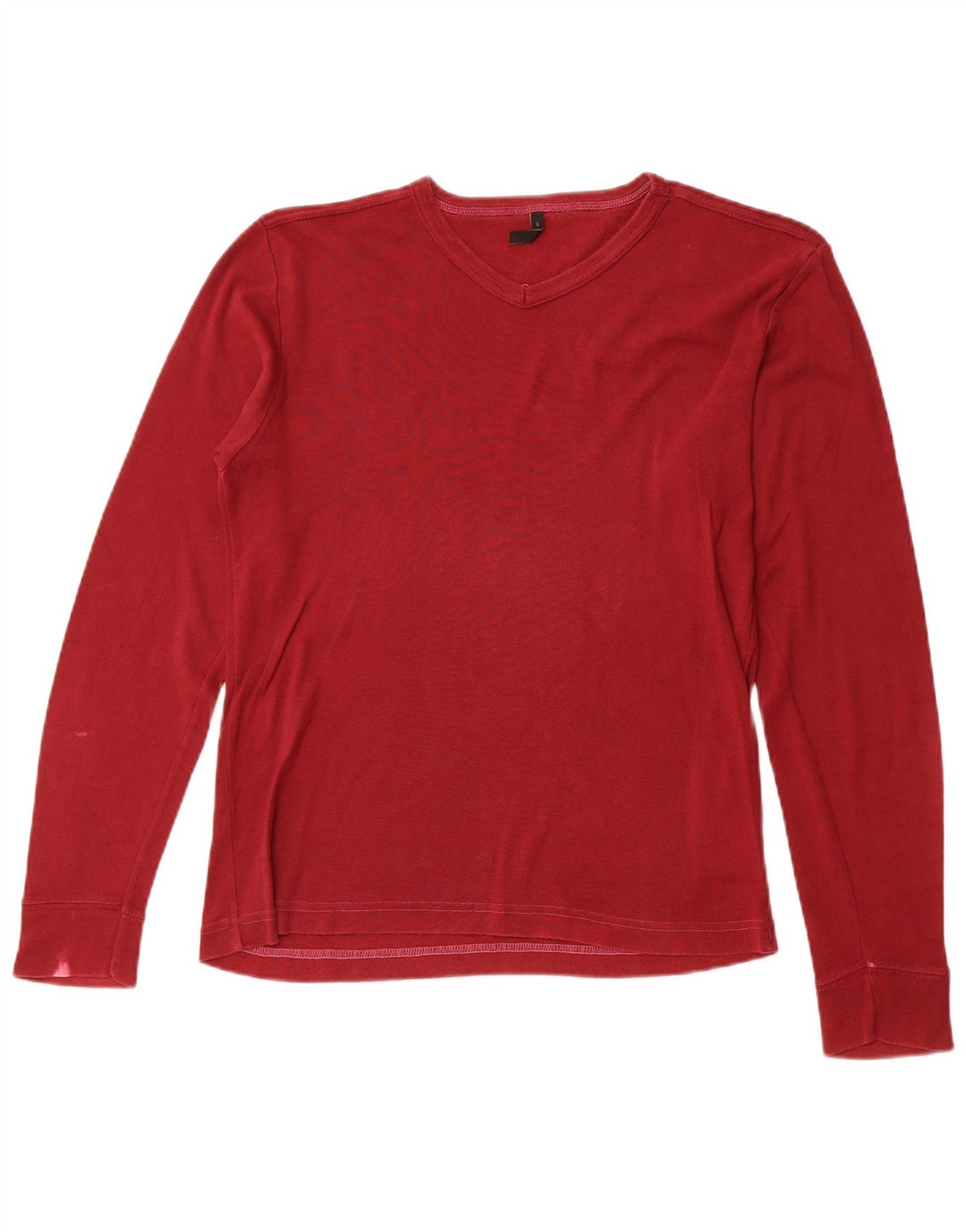 Top da donna LEE manica lunga UK 16 grande rosso cotone
