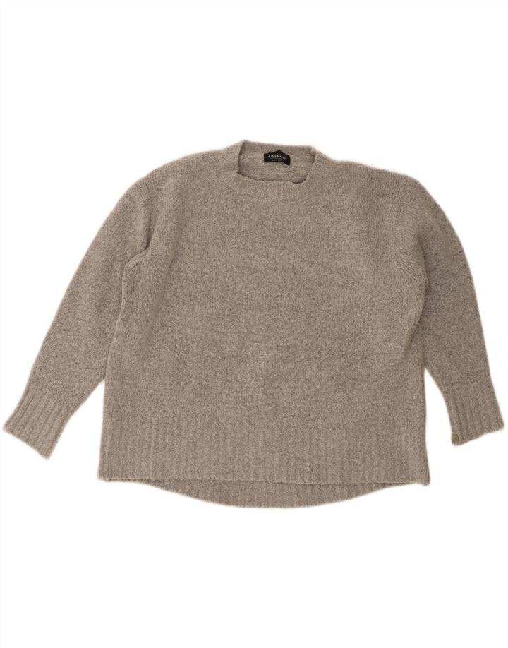 Maglione maglione girocollo oversize da donna Zara UK 10 piccolo grigio