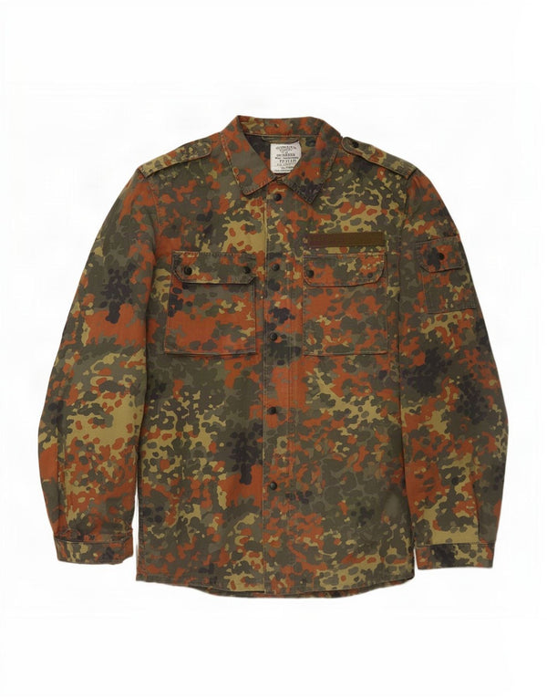 Camicia militare vintage da uomo in cotone mimetico kaki medio
