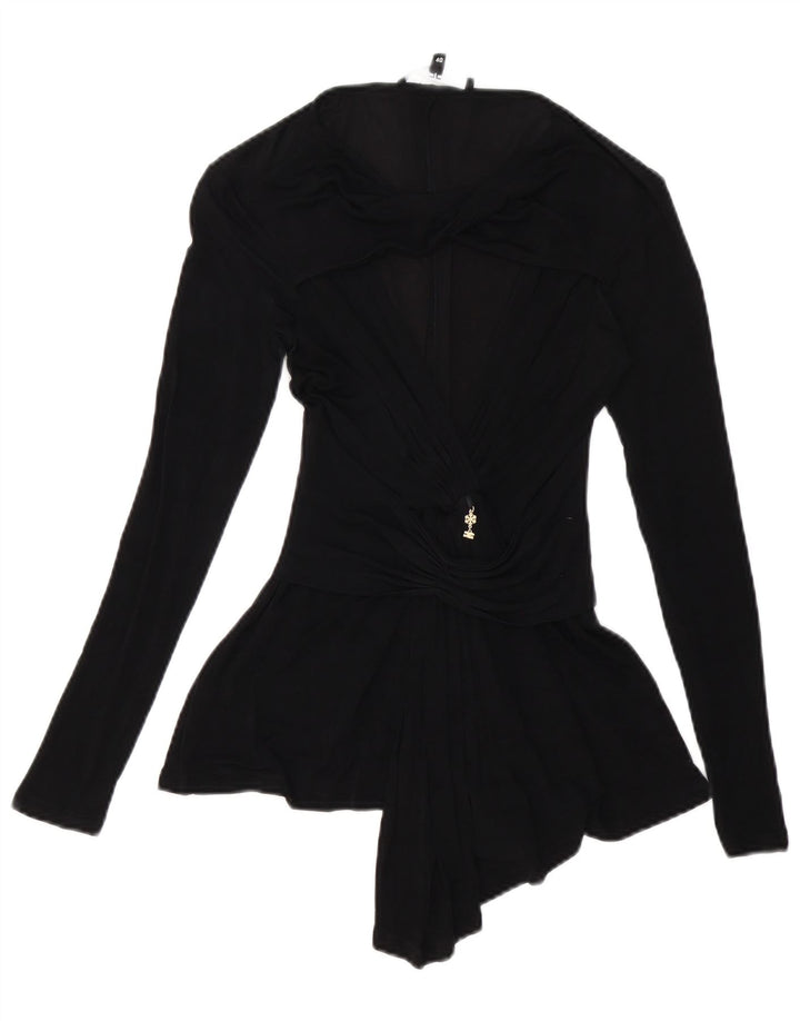 Blusa Donna Manica Lunga Elisabetta Franchi Top IT 40 Small Nero Cupro