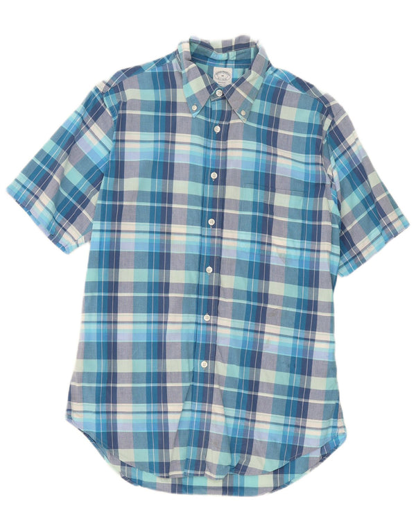 Camicia a maniche corte Regent da uomo Brooks Brothers in cotone a quadri blu medio