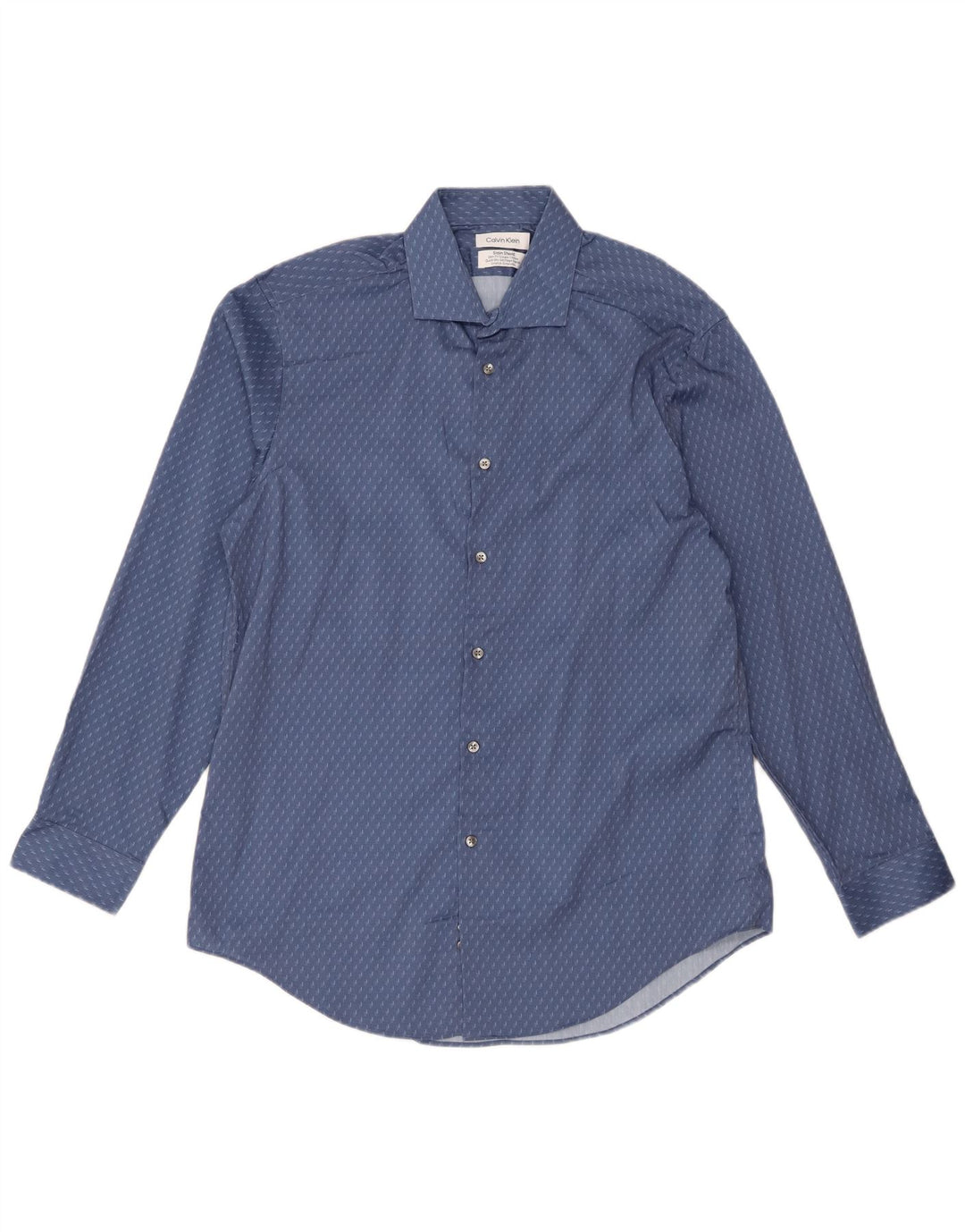 Camicia slim fit da uomo Calvin Klein taglia 16 1/2 grande poliestere geometrico blu